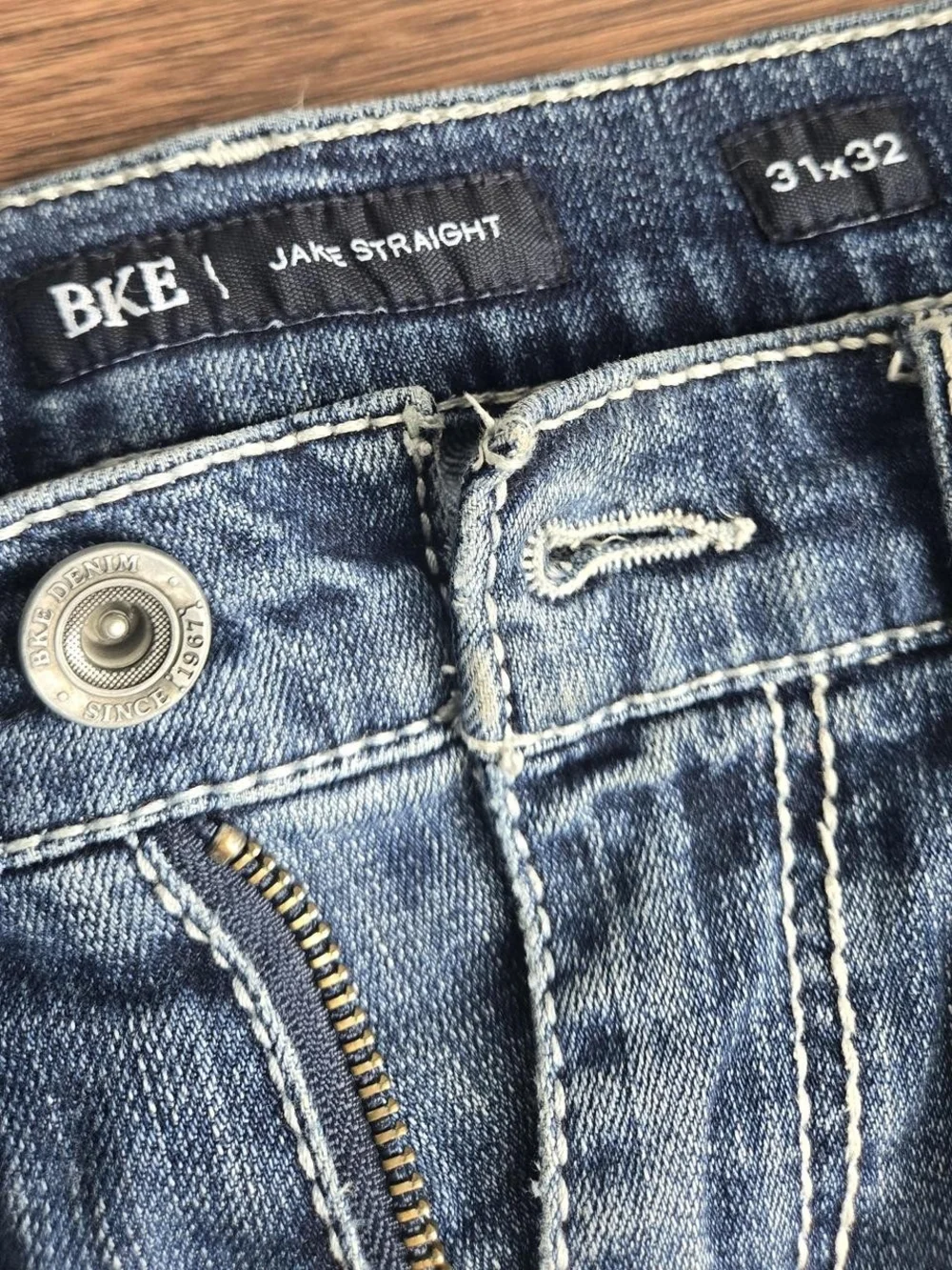 Distressed Blue Denim Jeans - Classic Slim Fit